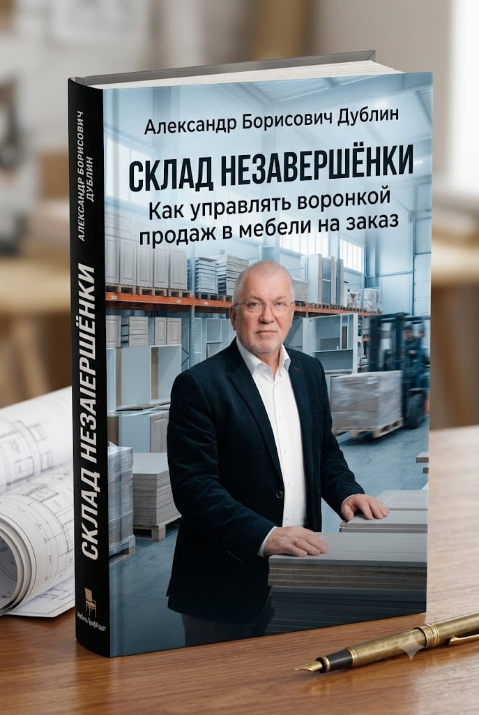 Обложка книги «Склад незавершёнки. Как управлять воронкой продаж в мебели на заказ»